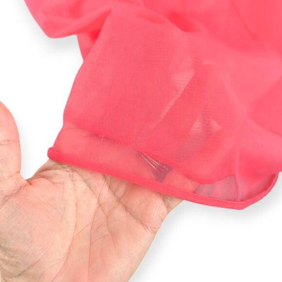 Vintage 1960s Guava Pink Nylon Chiffon Robe - Picture 5 of 6